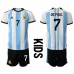 Billige Argentina Rodrigo de Paul #7 Hjemmetrøye Barn VM 2022 Kortermet (+ korte bukser)
